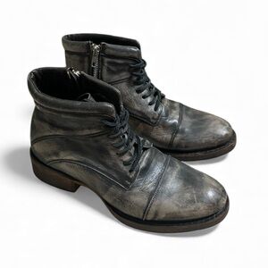 FREEBIRD Men's Ace distressed leather motorcycle combat boots size 8 brown